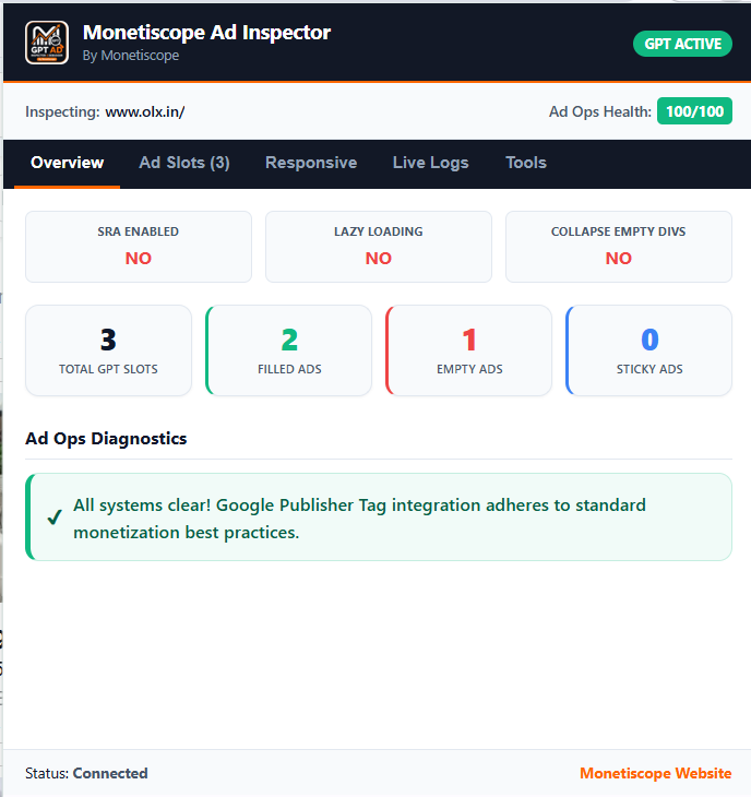 Monetiscope Ad Inspector Screenshot
