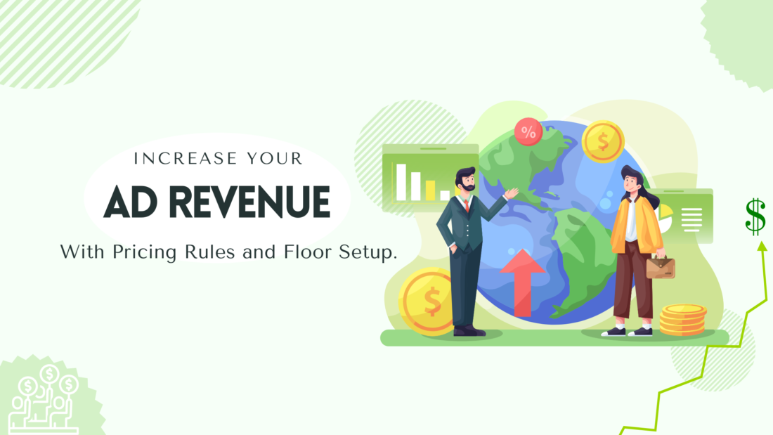 Illustration of a chessboard with pricing rule and floor setup chess pieces, symbolizing strategic ad revenue optimization.