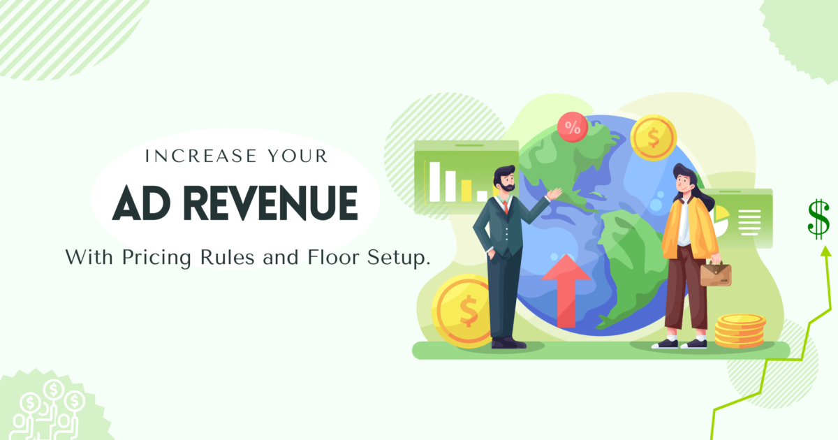 Illustration of a chessboard with pricing rule and floor setup chess pieces, symbolizing strategic ad revenue optimization.