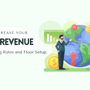 Illustration of a chessboard with pricing rule and floor setup chess pieces, symbolizing strategic ad revenue optimization.