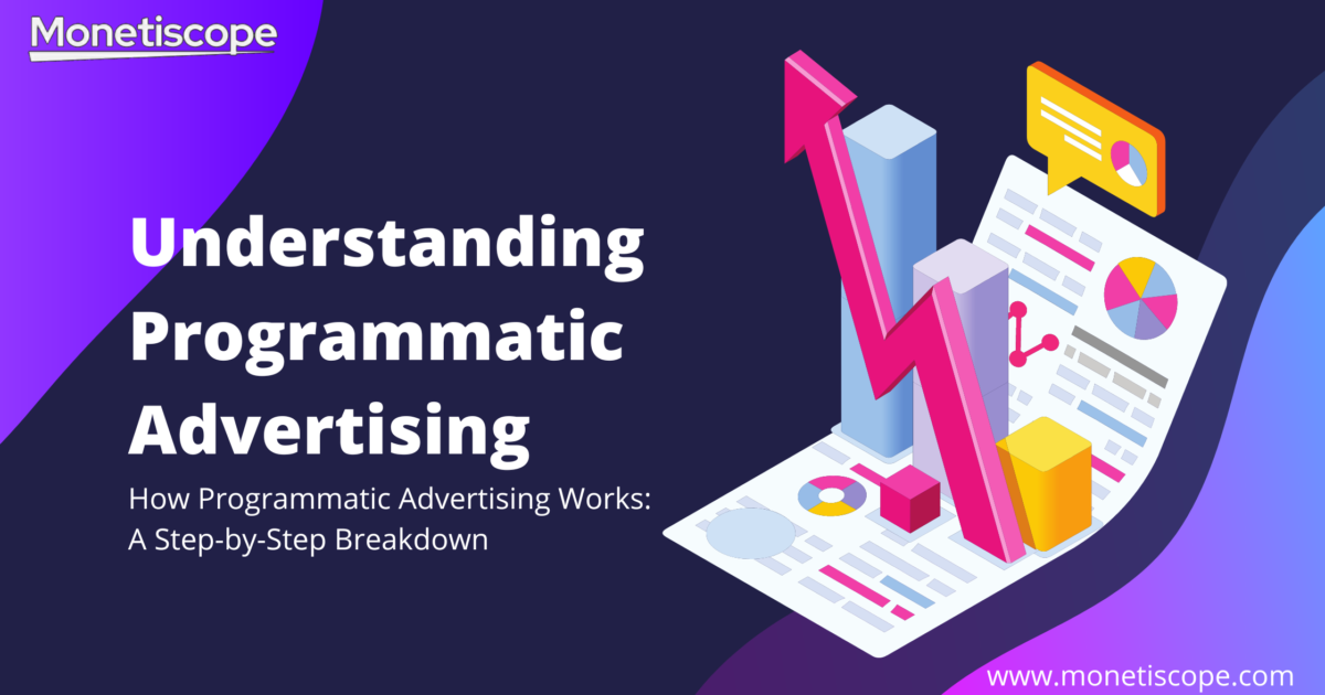Illustration showcasing the seamless process of programmatic advertising, with data-driven insights, real-time optimization, and diverse platforms in focus.