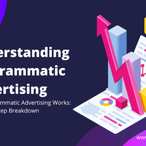 Illustration showcasing the seamless process of programmatic advertising, with data-driven insights, real-time optimization, and diverse platforms in focus.