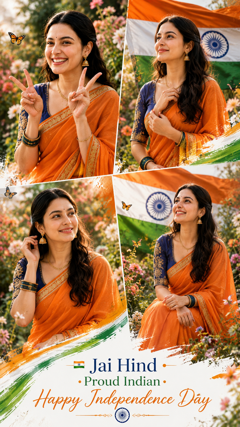 Create a Stunning Tricolor Saree Potrait With an Indian Independence Day Theme