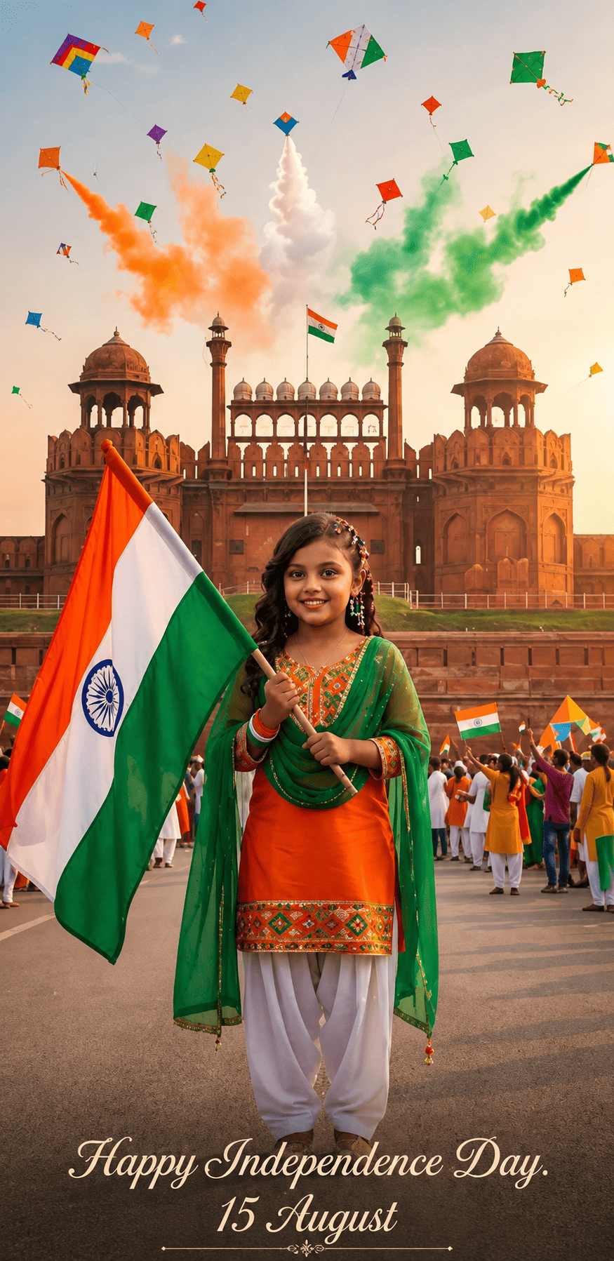 Little Patriot Celebrating Independence Day at the Red Fort