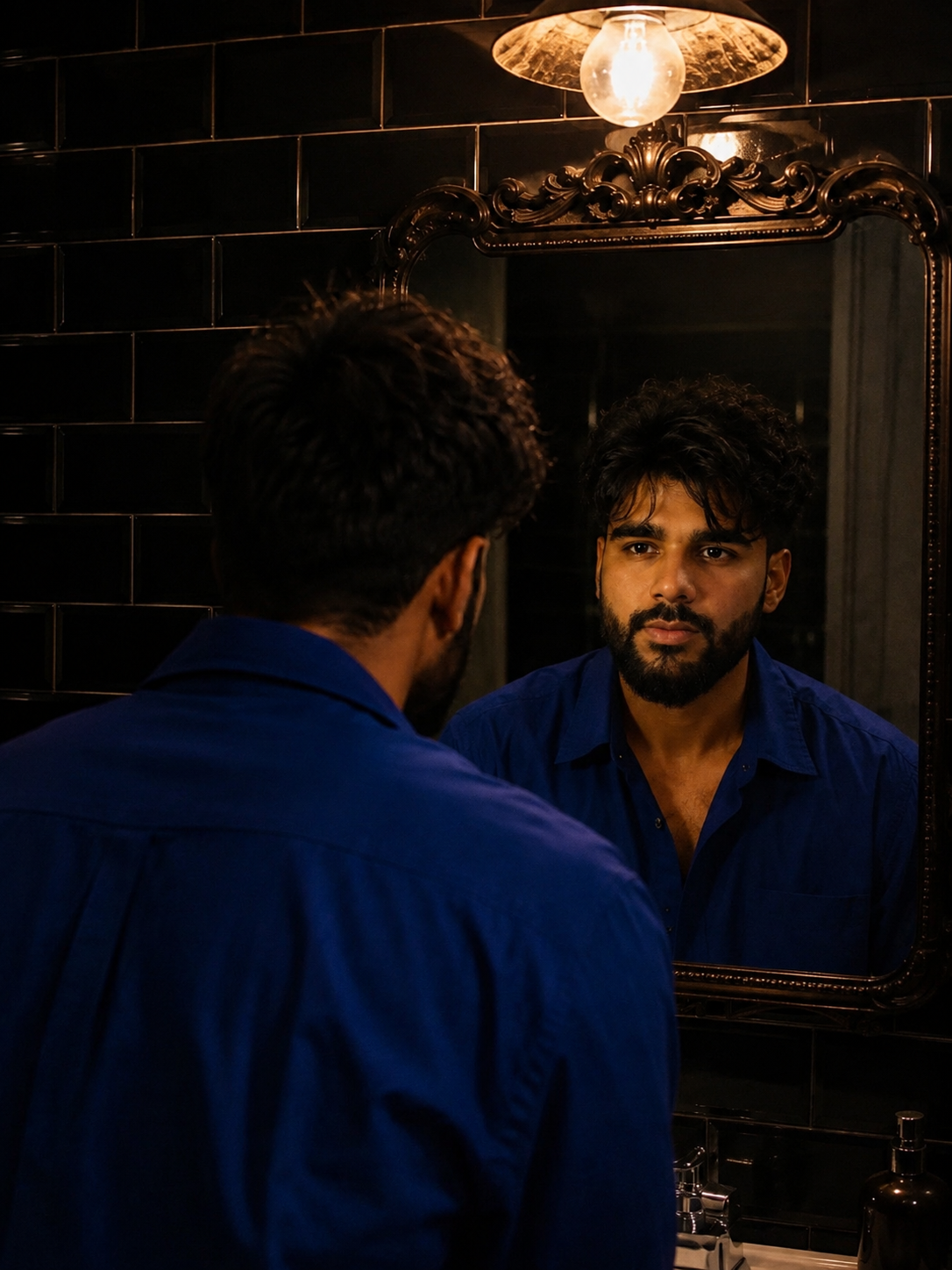 Create a Cinematic Mirror Reflection Portrait in a Moody Bathroom
