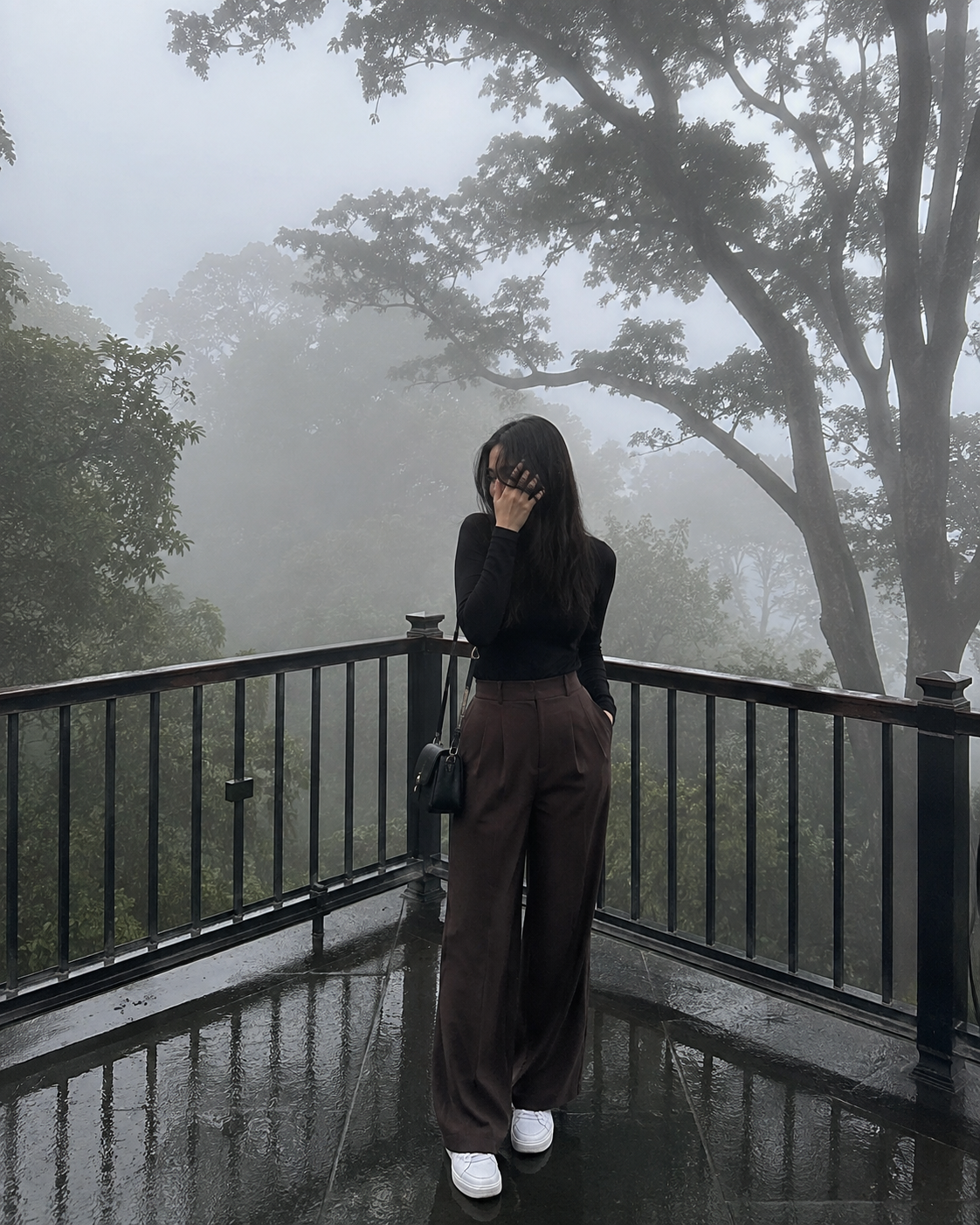 Create a Moody Mountain Portrait in a Foggy Scenic Viewpoint