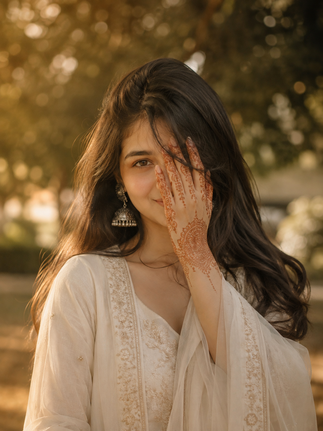 Create a Traditional Girl Portrait with Mehndi, Jhumkas and Warm Golden Light