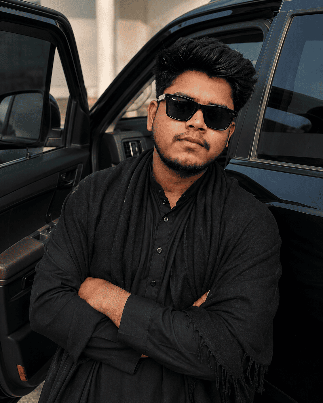 Black SUV Attitude AI Photo Editing Prompt