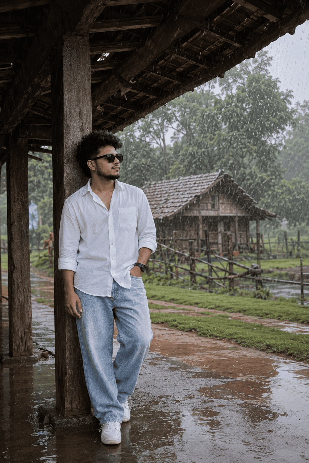 Monsoon Village Portrait – Rainy Day Fashion