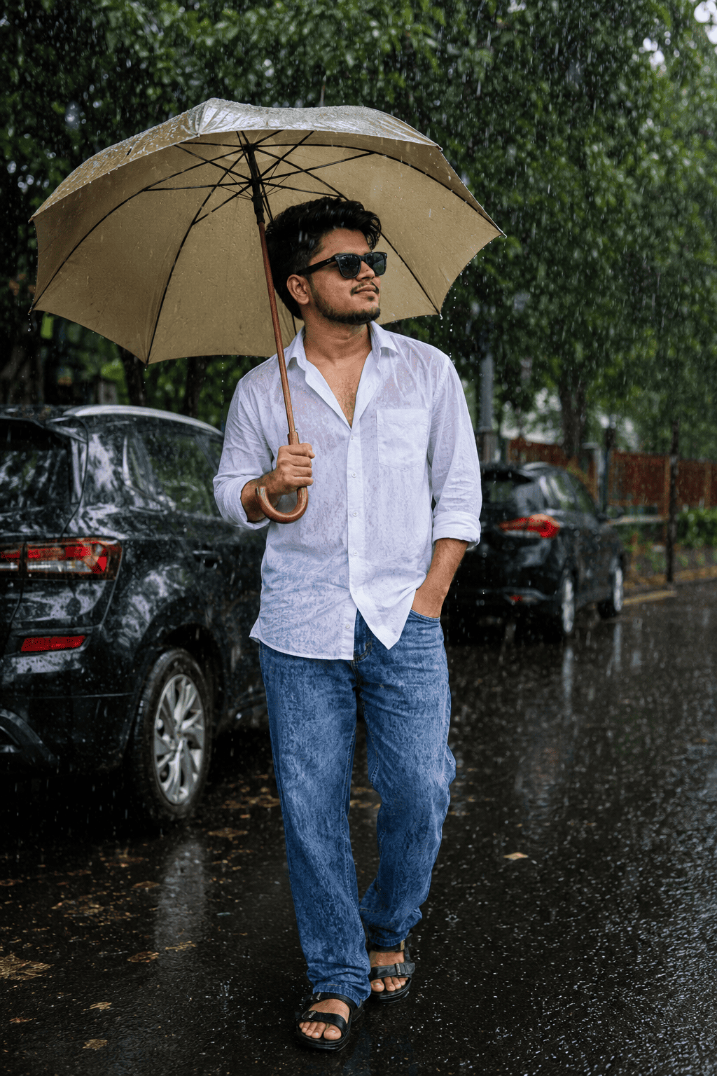 Monsoon Rain Portrait – Umbrella Fashion Look