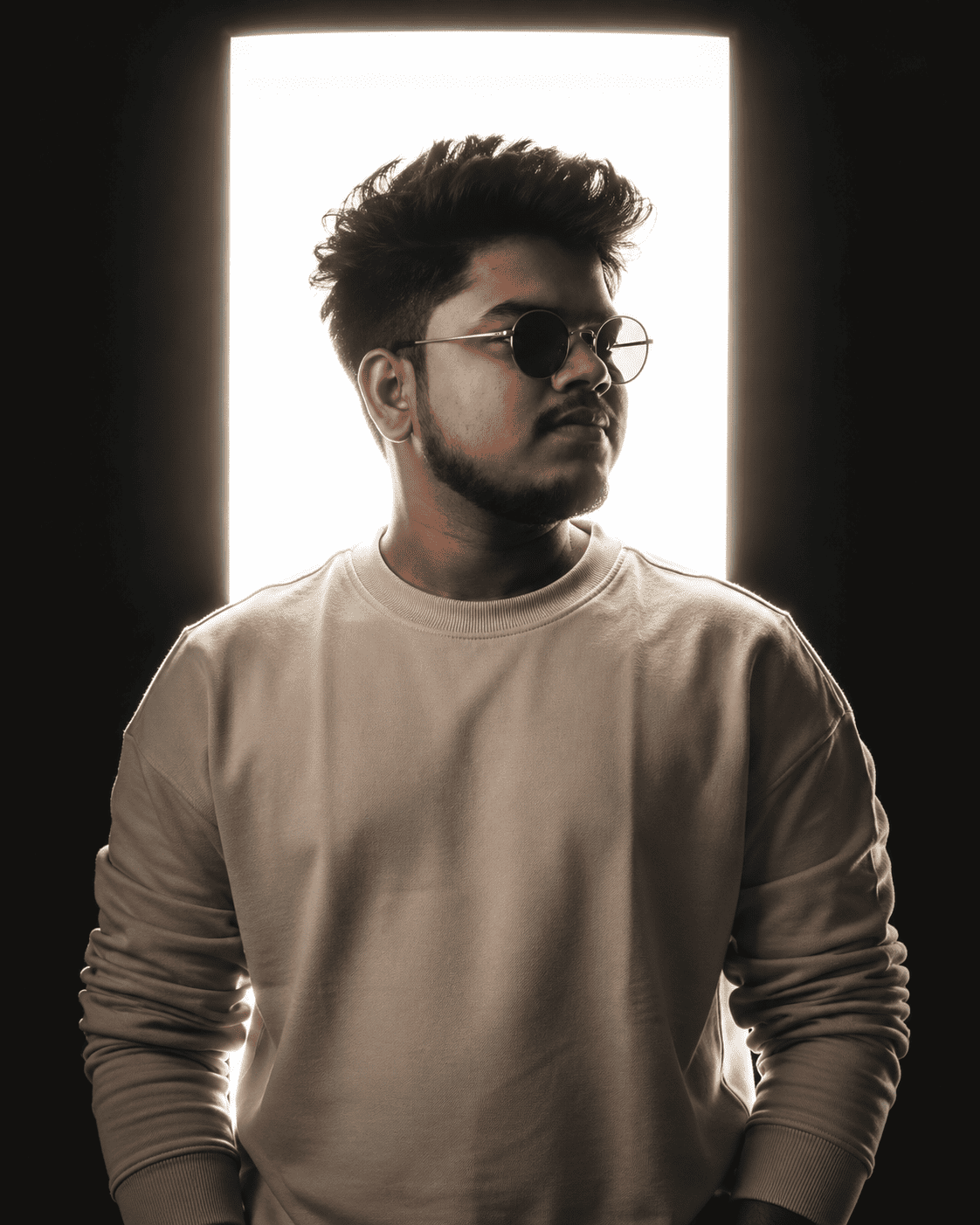 Dark Studio Portrait – Indian Man