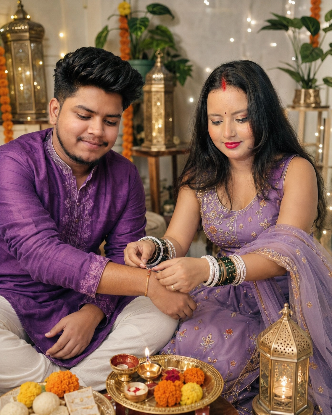 Raksha Bandhan Brother Sister - Realistic Prompt