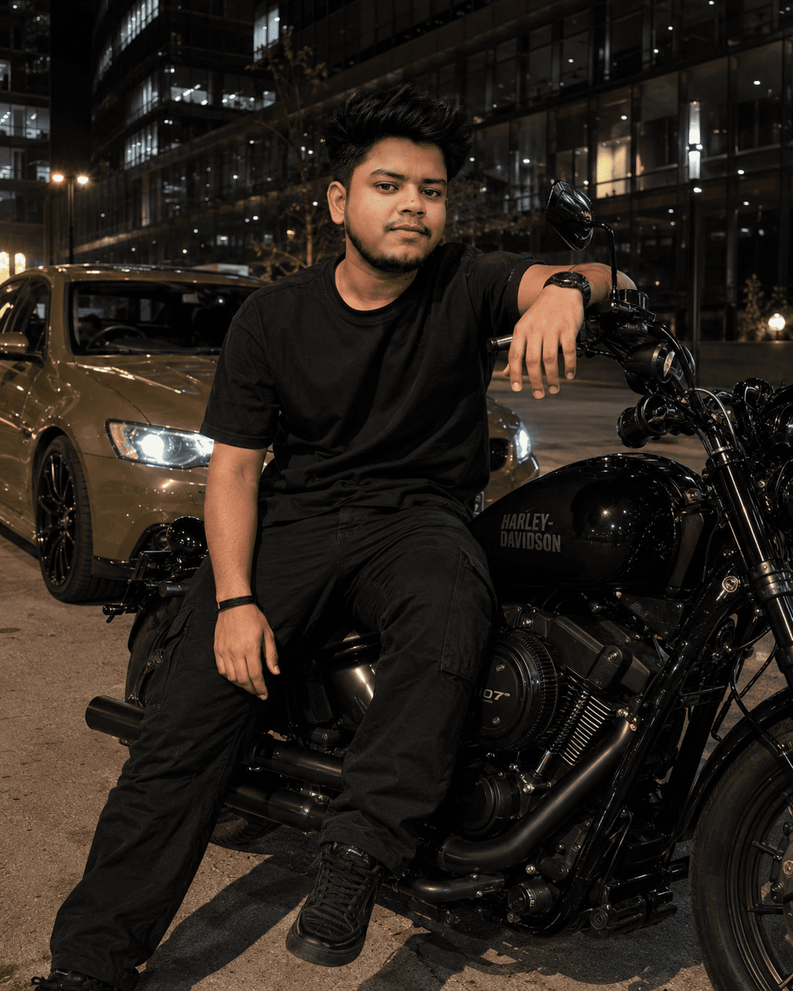 Night Bike Photoshoot Prompt For Men