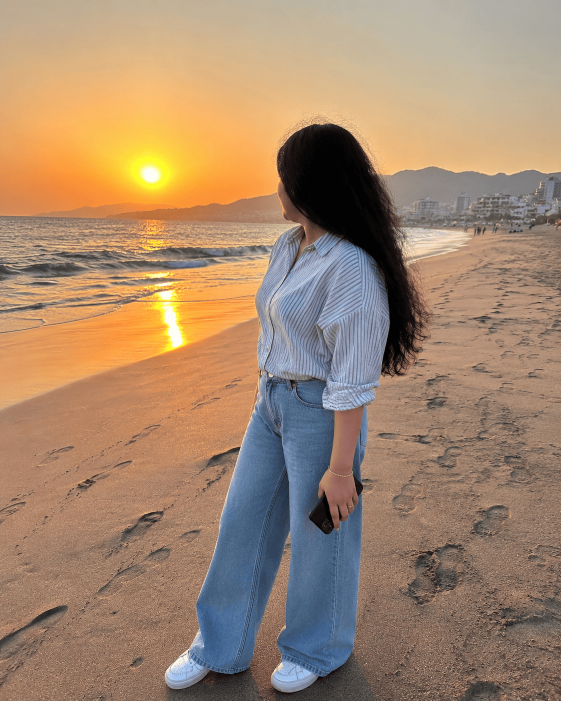 Sunset Beach Girl Photo Prompt