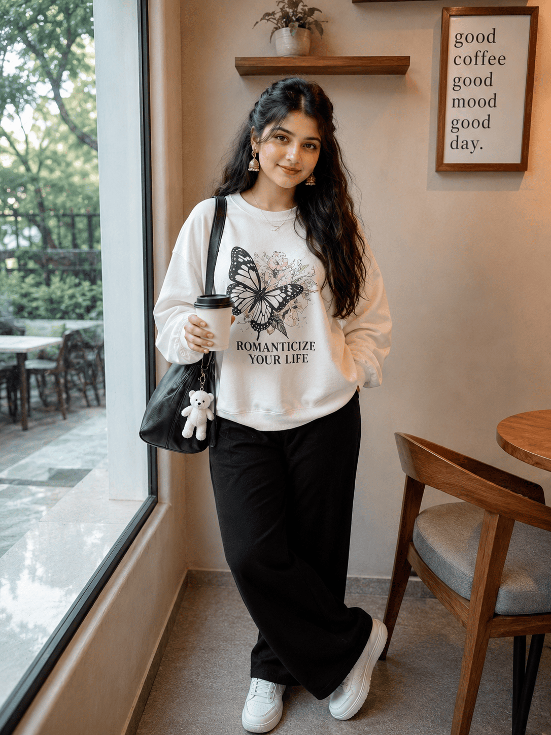 Cozy Café Girl Photo Prompt