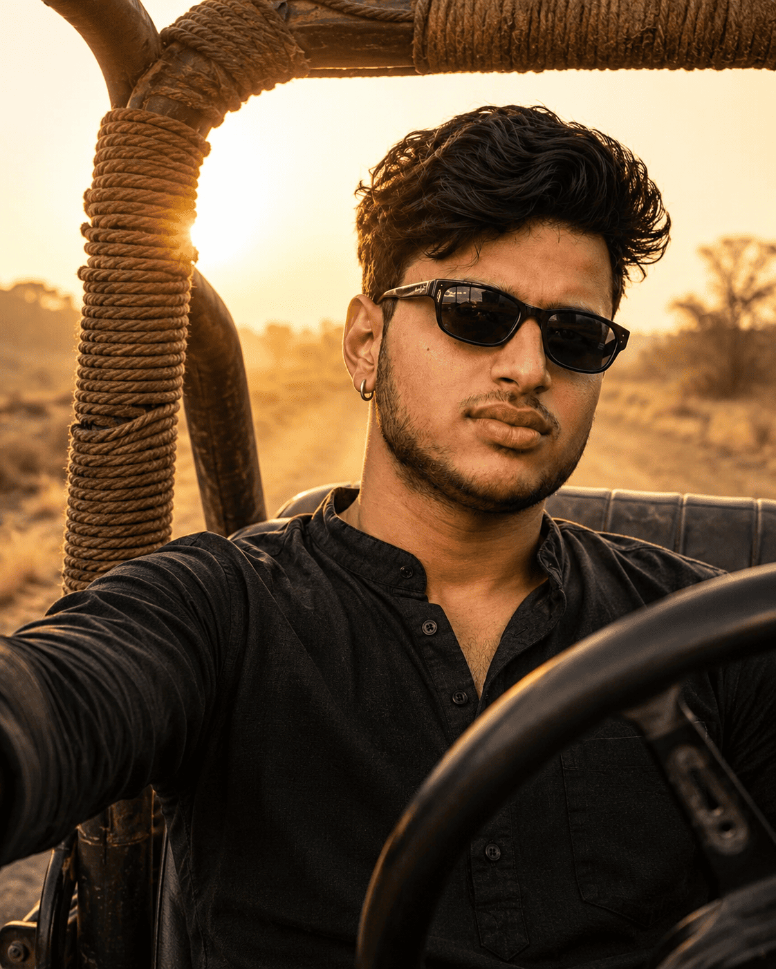 Vintage Jeep Cinematic Portrait Prompt