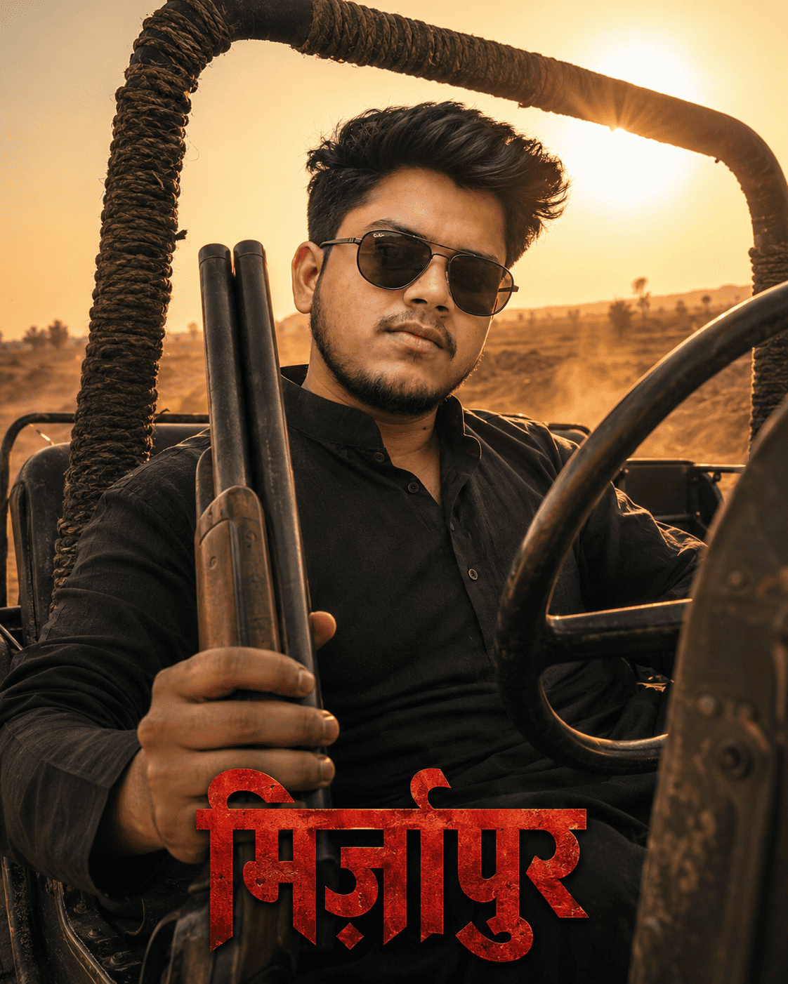 Munna Bhaiya - Mirzapur Jeep Cinematic Poster Prompt