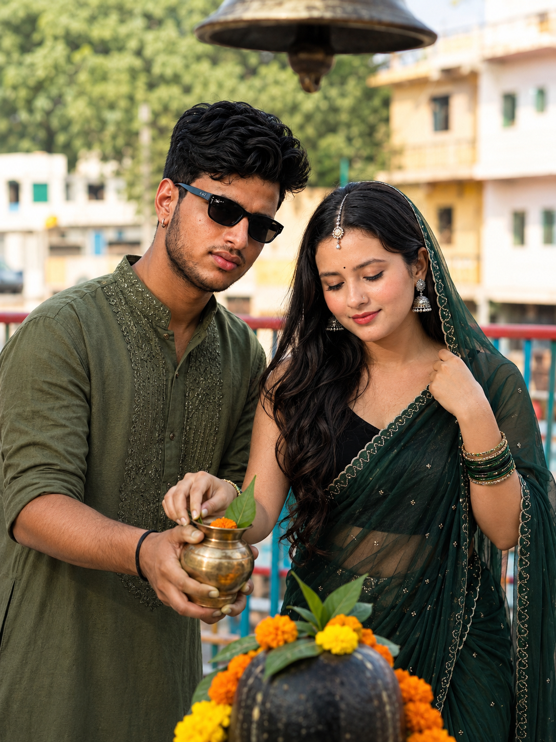 Young Couple Shiva Puja AI Photo Prompt