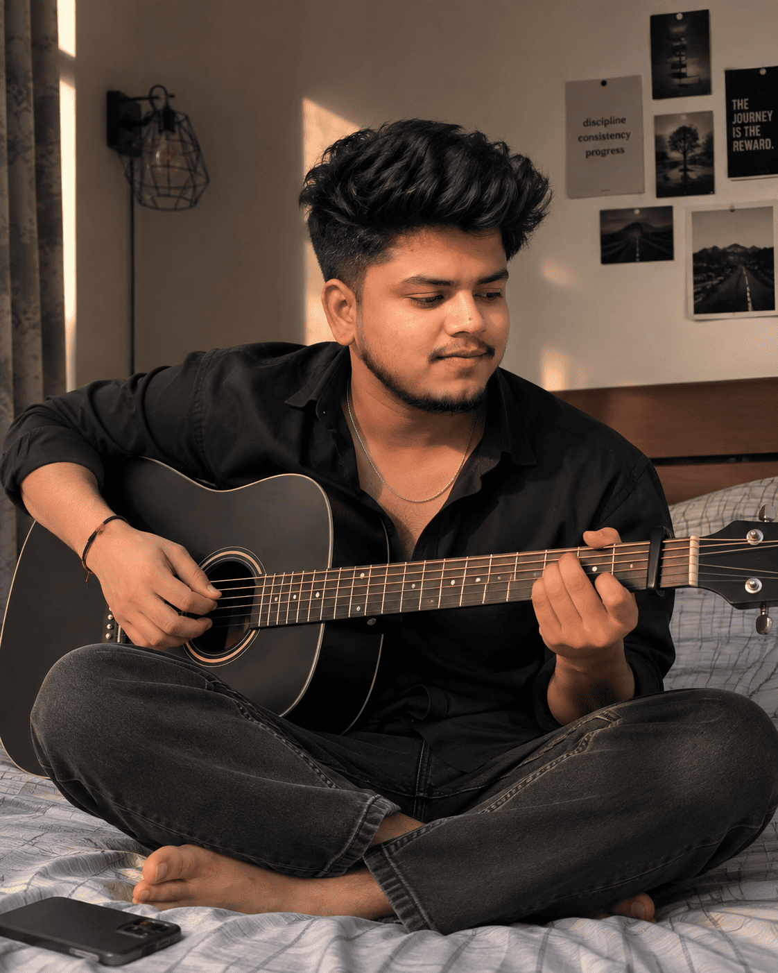 Cinematic Guitar Portrait Prompt for Men