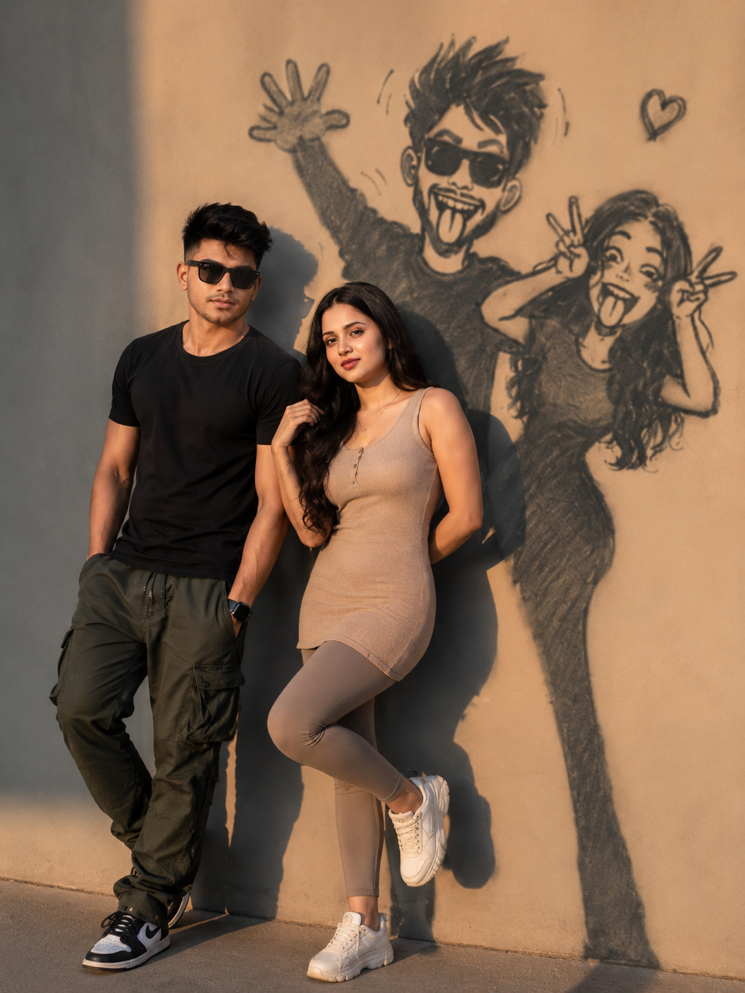 Doodle Shadow Couple AI Photo Prompt