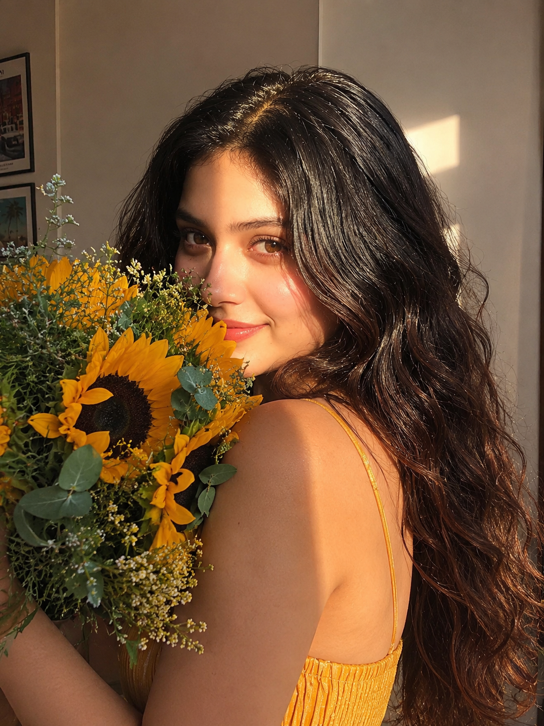 Sunflower Bouquet Vintage Romantic AI Photo Prompt