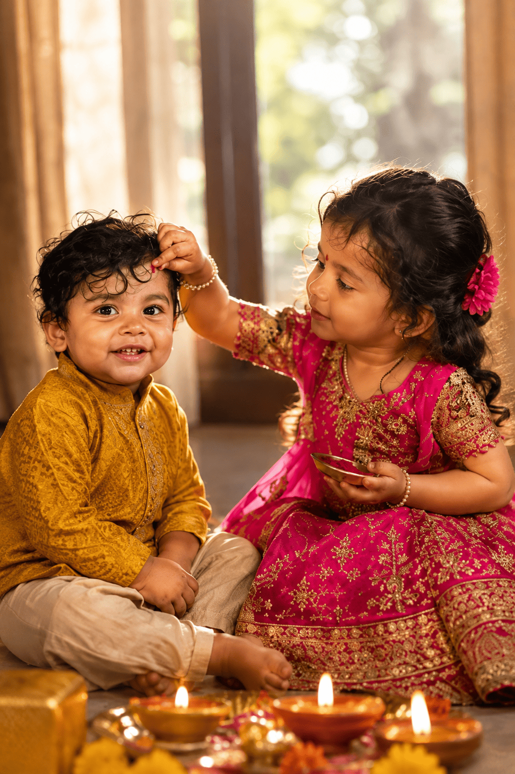 Raksha Bandhan Brother Sister Tilak AI Photo Prompt