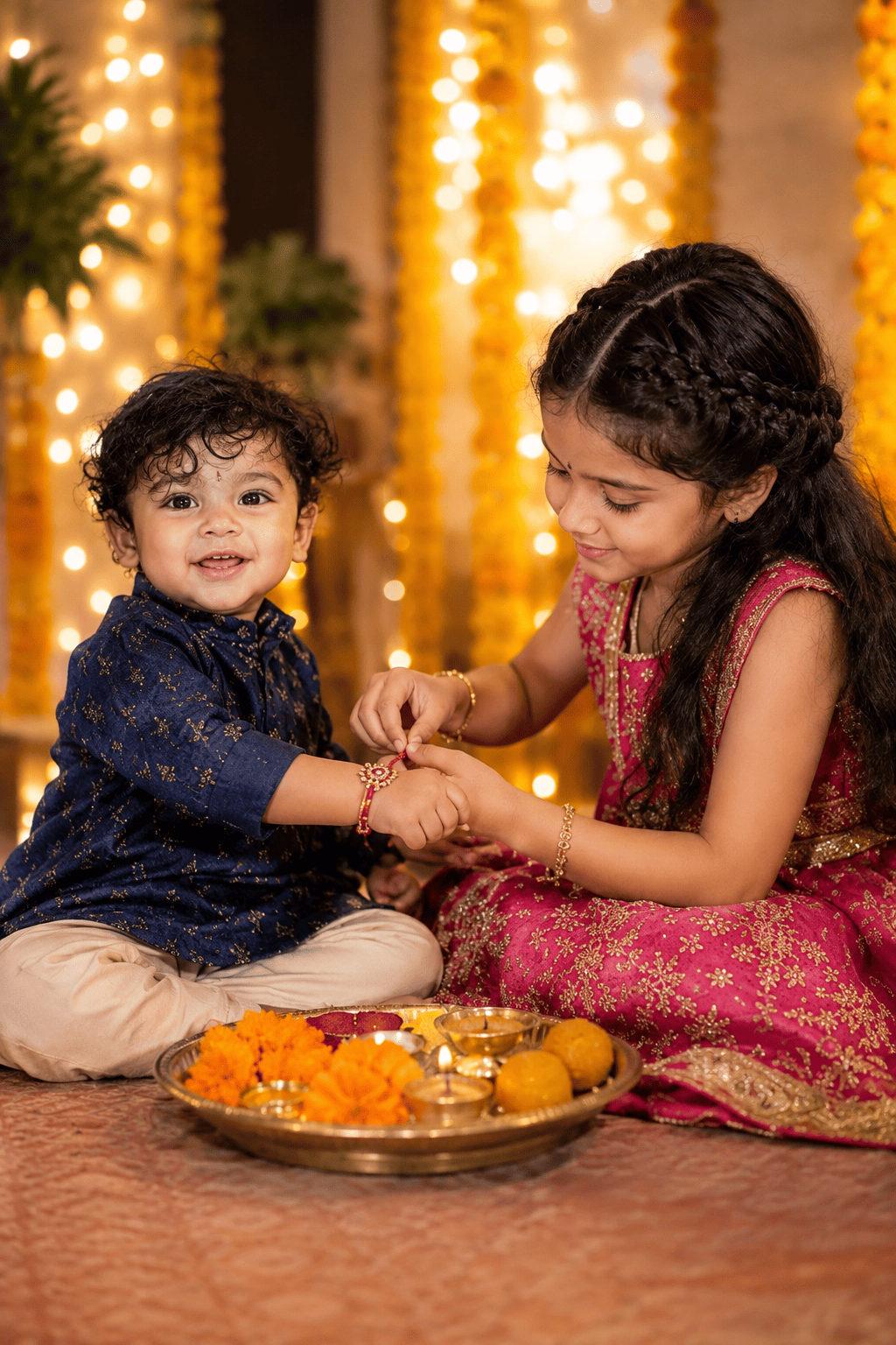 Raksha Bandhan Rakhi Tying Brother Sister AI Photo Prompt