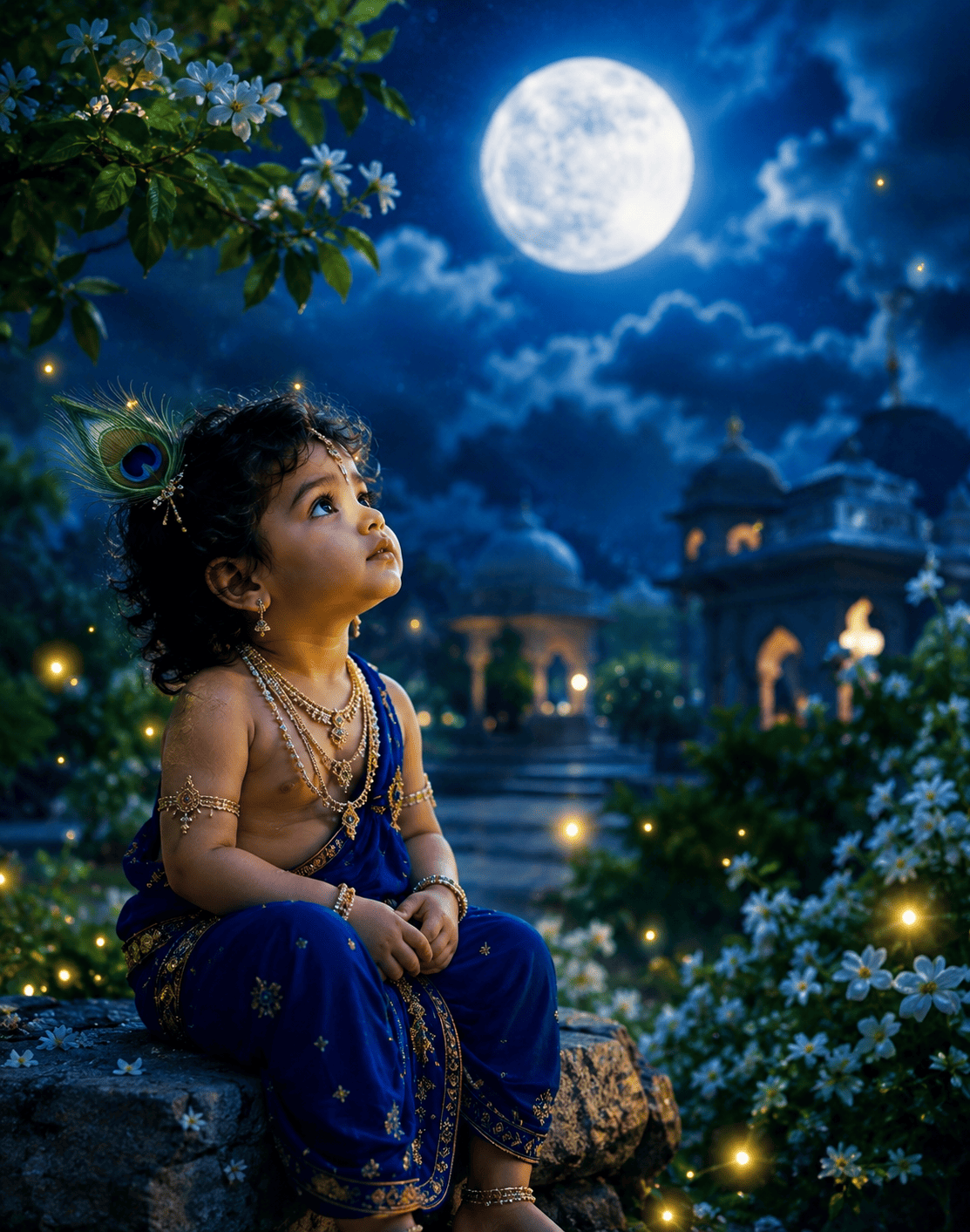 Bal Krishna Moonlight AI Photo Prompt