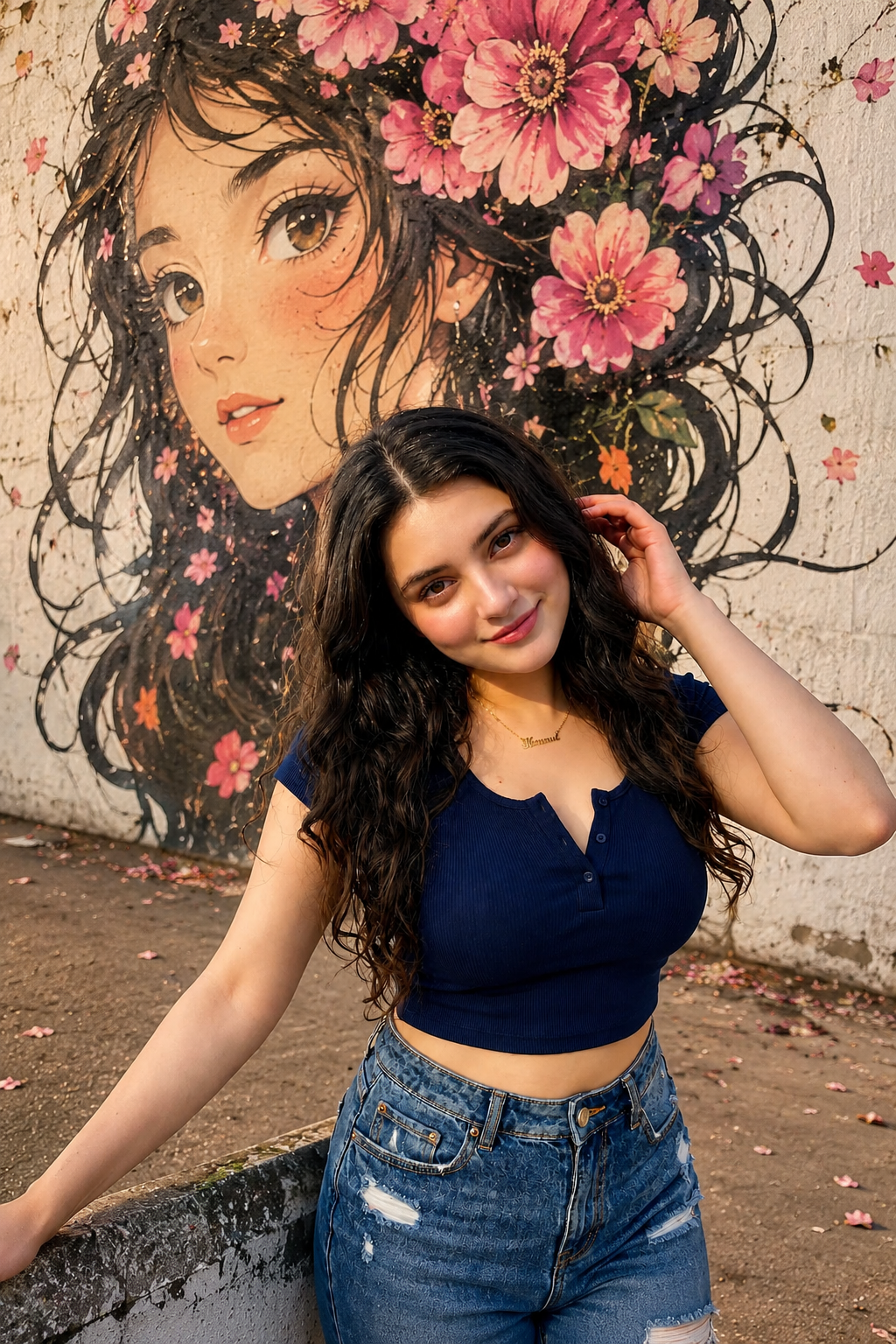 Indian Girl Street Art Mural Photo Editing Prompt