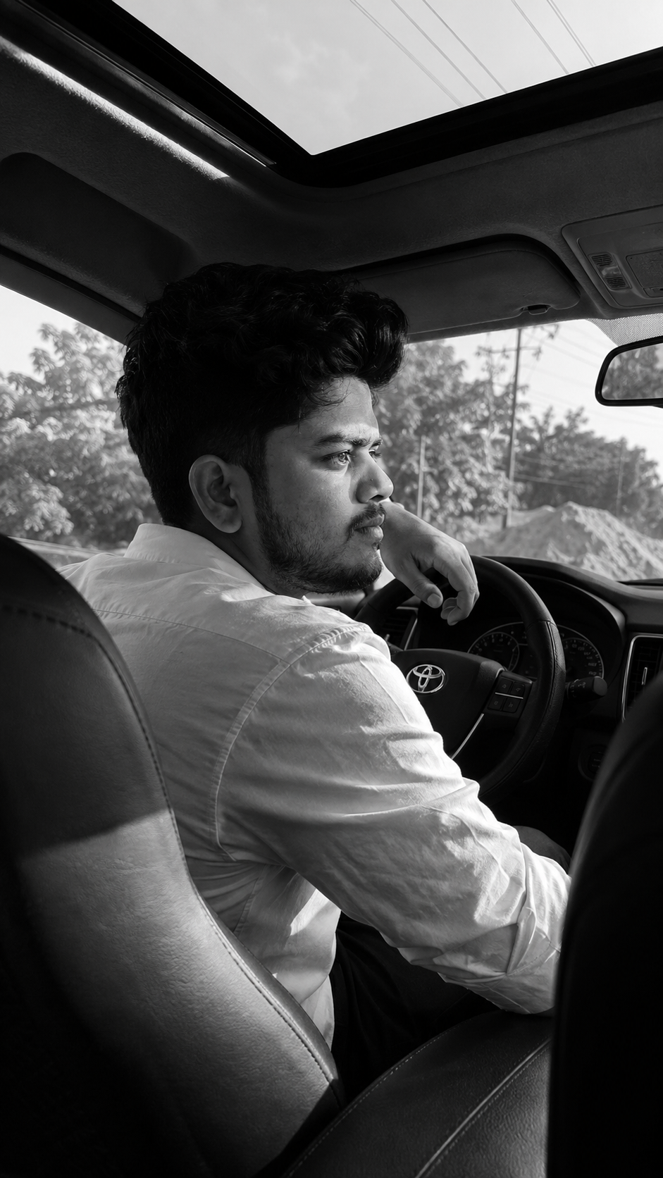 Black and White Car Portrait Photo