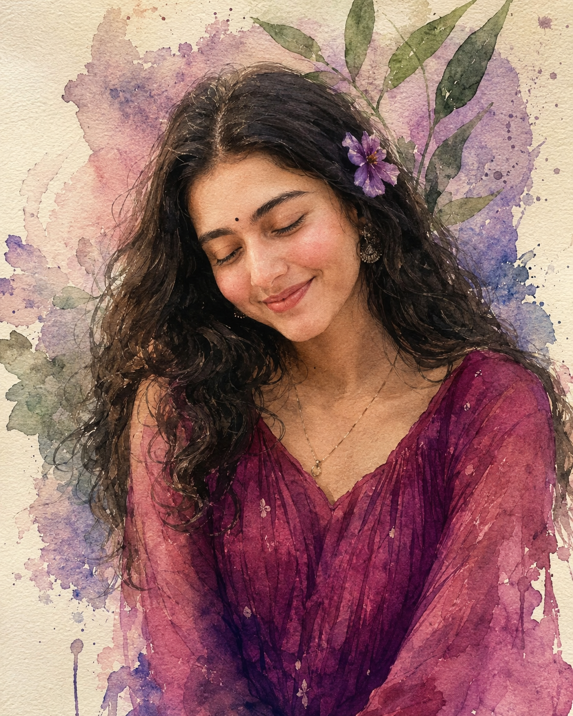 Watercolor Portrait of a Woman