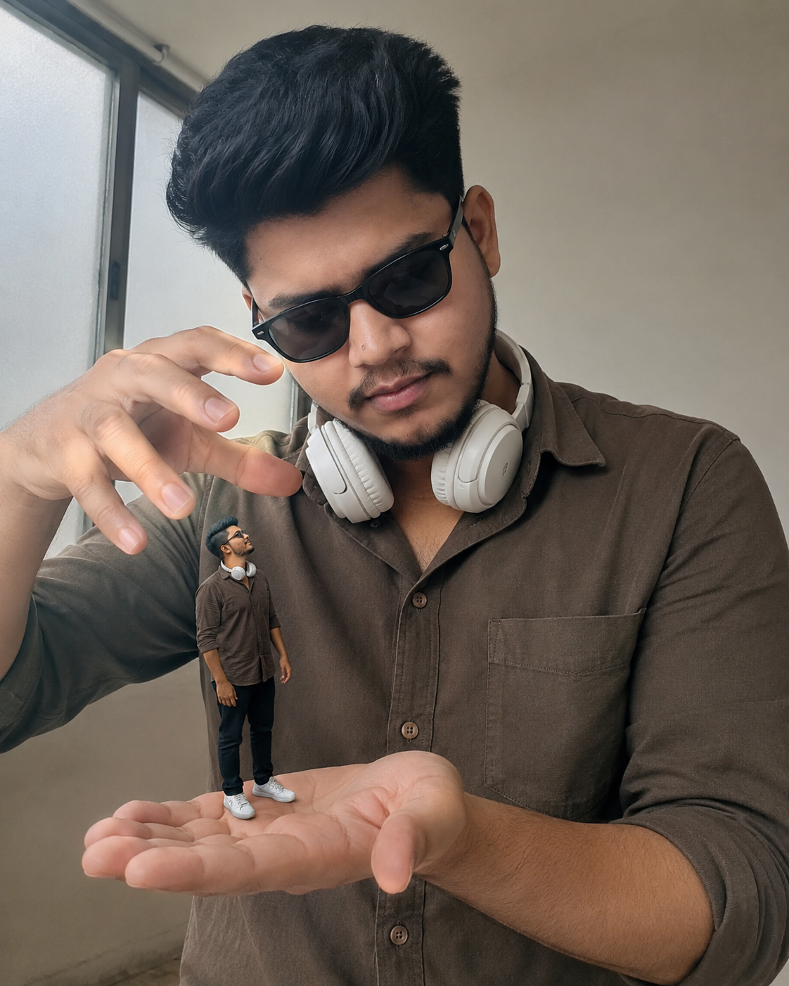 Miniature Self in Hand – Surreal AI Photo Prompt