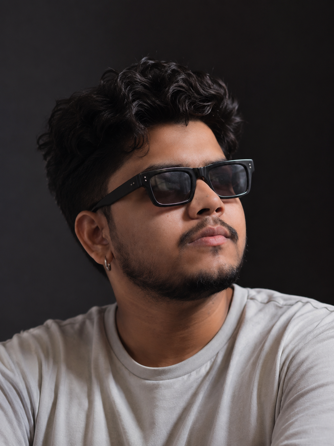 Stylish Cinematic Sunglasses Portrait AI Photo Editing Prompt