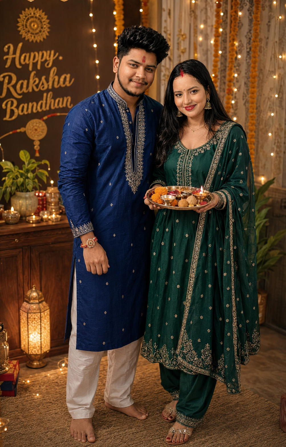 Raksha Bandhan AI Sibling Portrait Prompt