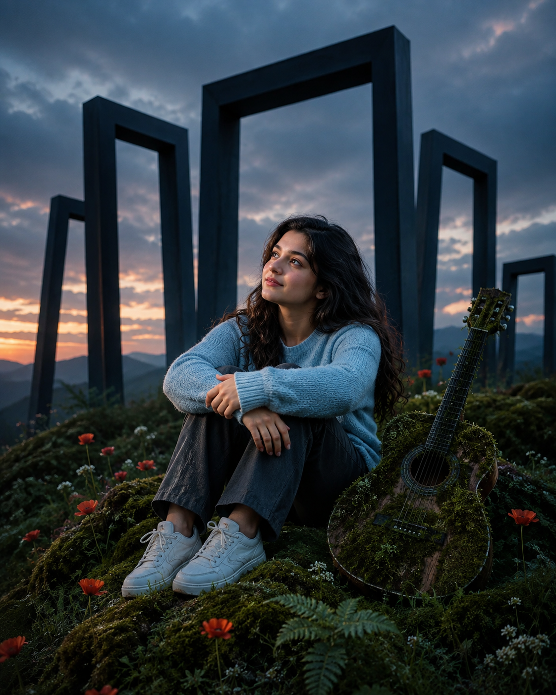 Dreamy Meadow Girl Portrait AI Photo Prompt