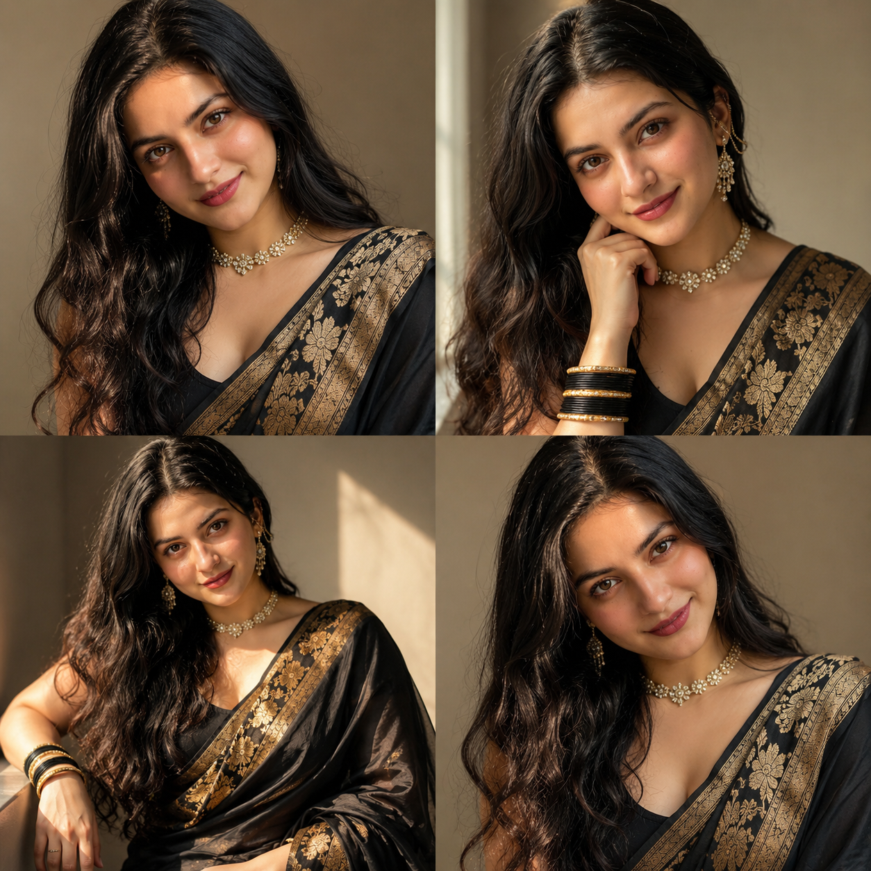 Black Saree Portrait – AI Image Prompt