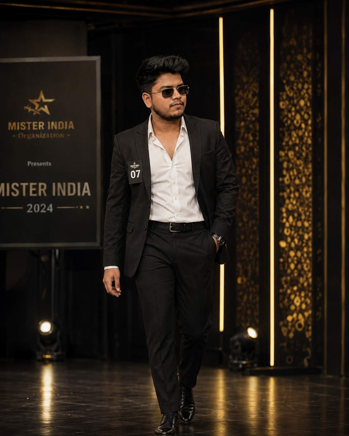 Male Model in Black Suit – AI Image Prompt