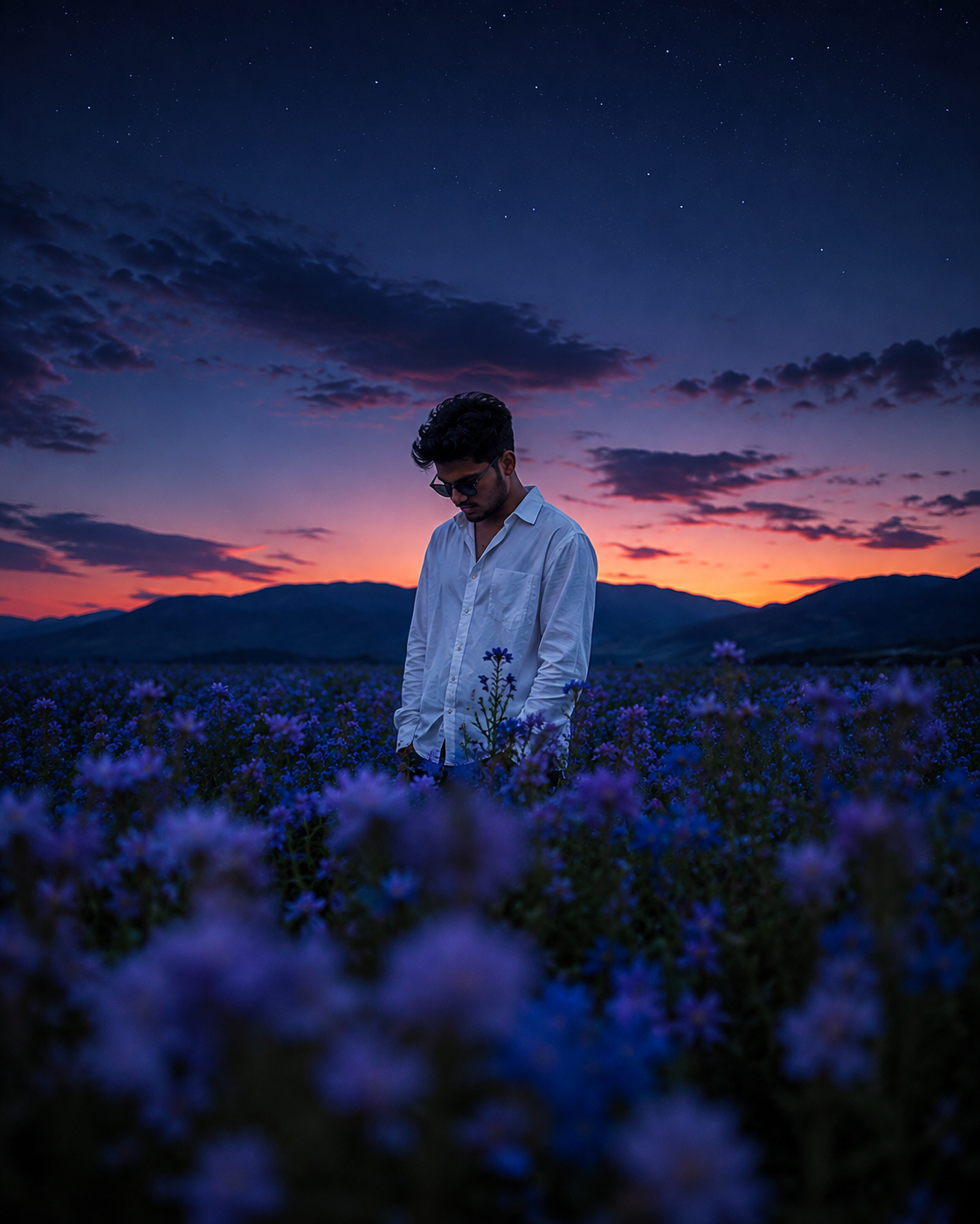 Cinematic Wildflower Field Portrait Prompt for boy