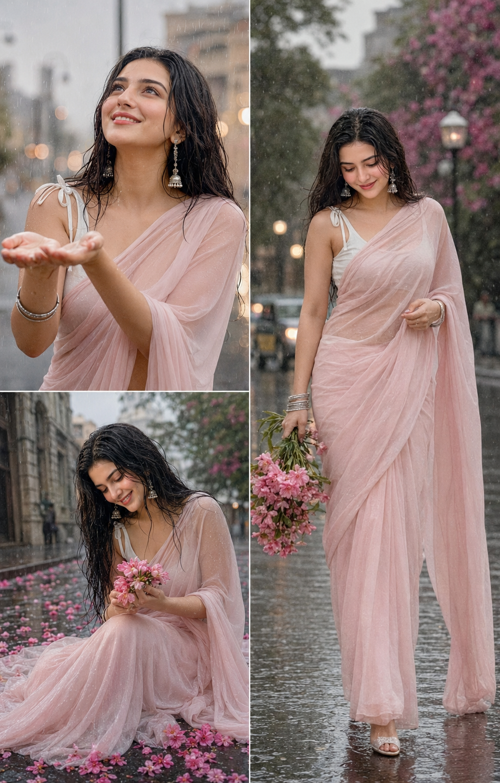 Rainy Day Indian Girl Photo Collage Prompt