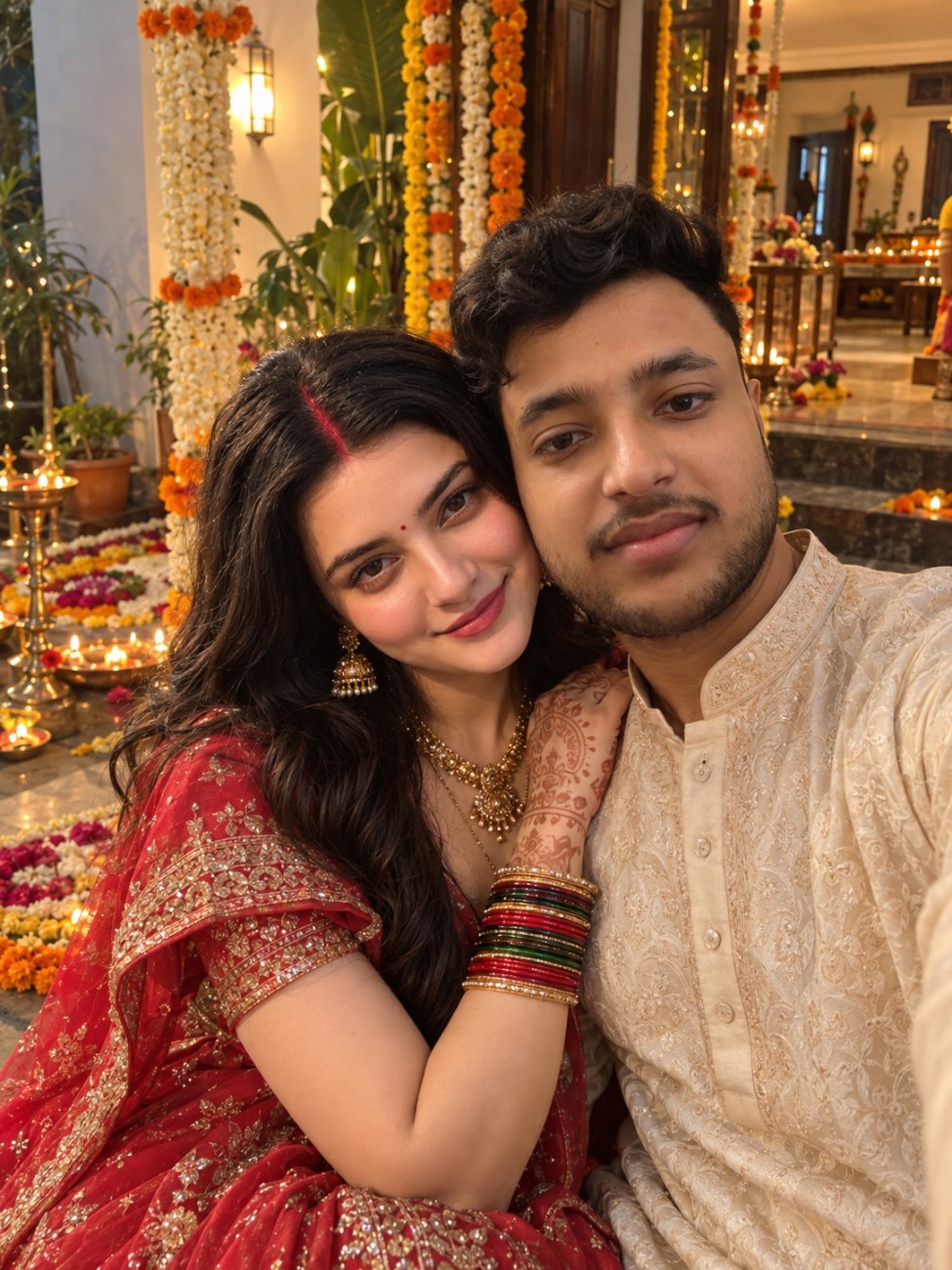Indian Couple image prompt for teej festival
