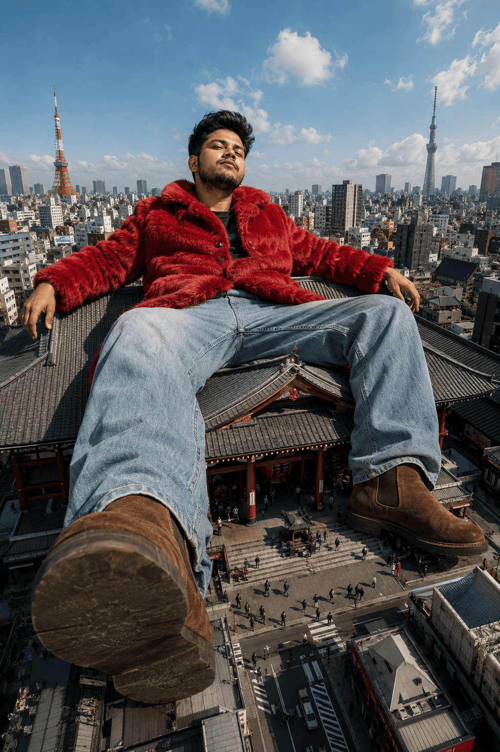 Giant Me in Tokyo: Ultra-Realistic 100-Foot Giant Photo Prompt