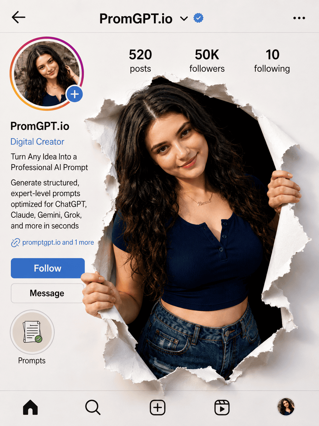 Instagram 3D Torn Paper AI Photo Prompt