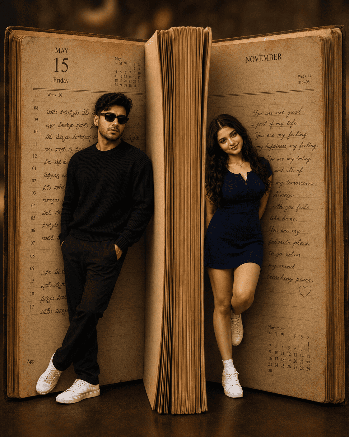 Giant Diary Book Couple AI Photo Prompt