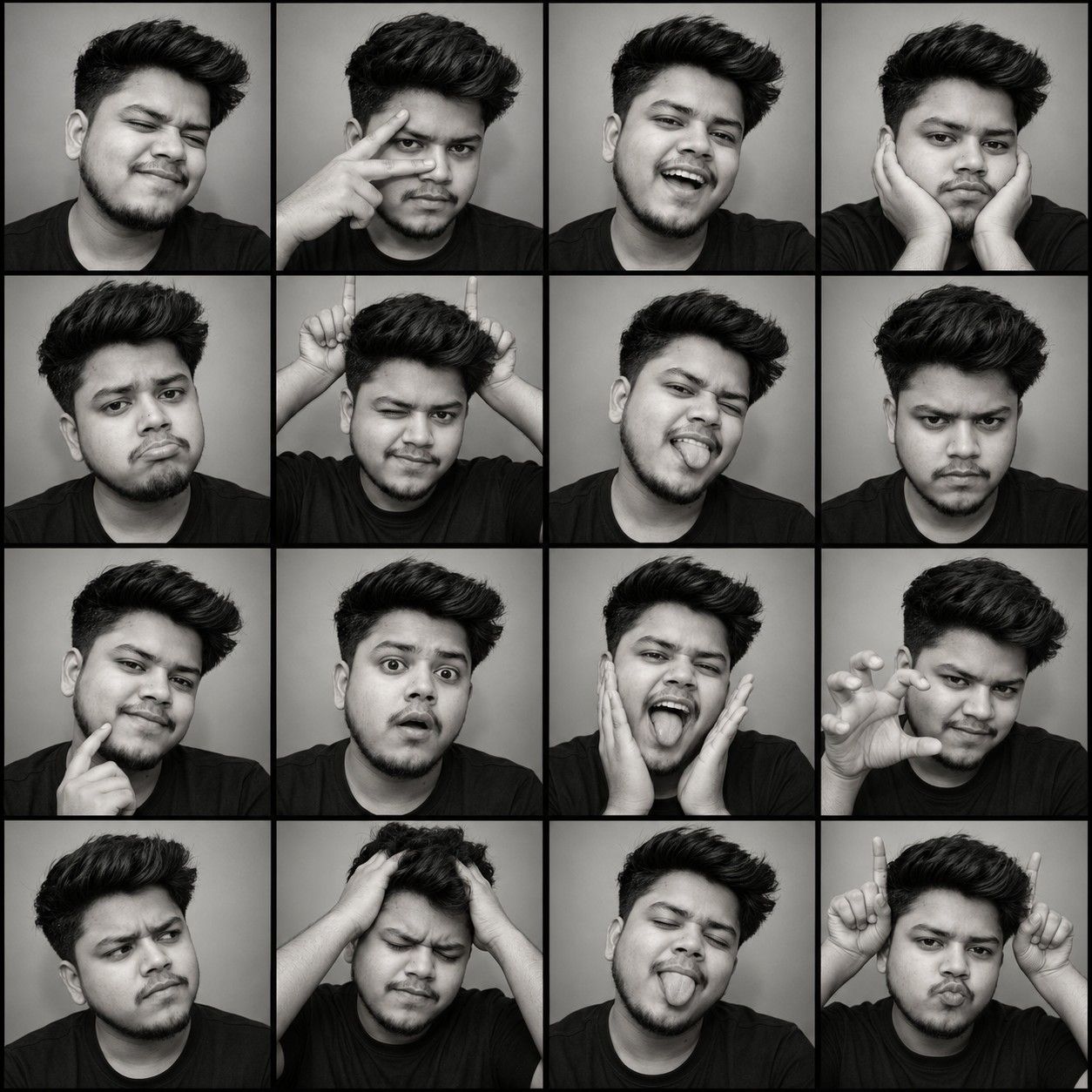 black_and_white_photobooth_expression_grid_4x4