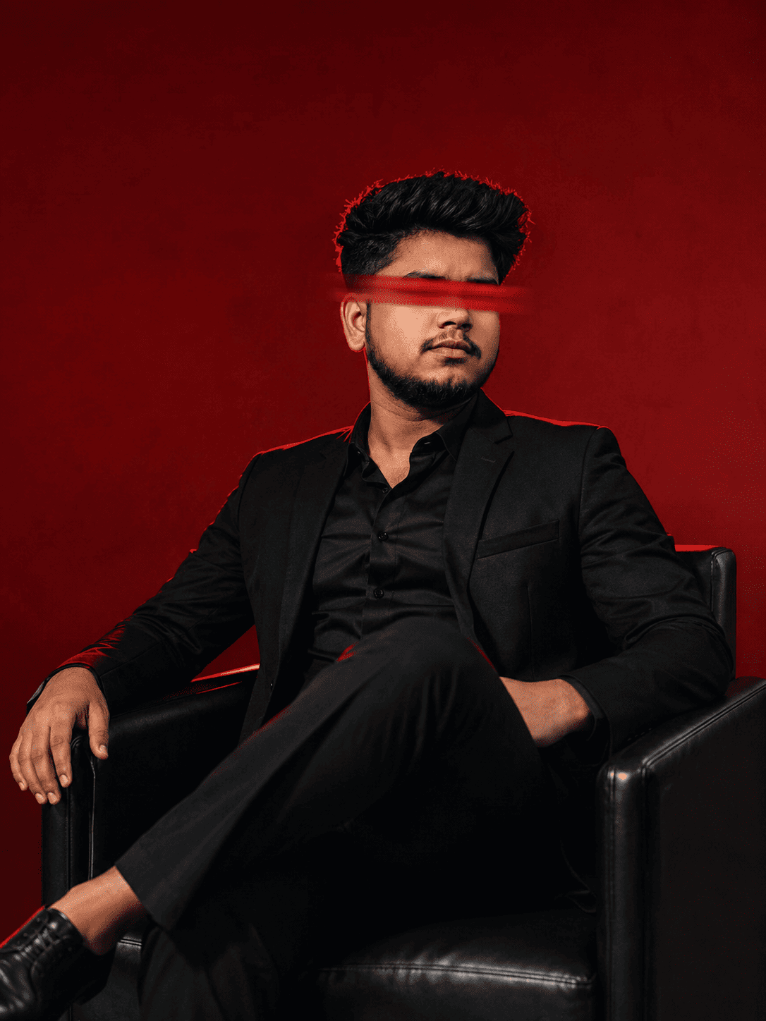 Red Blur Face AI Photo Prompt