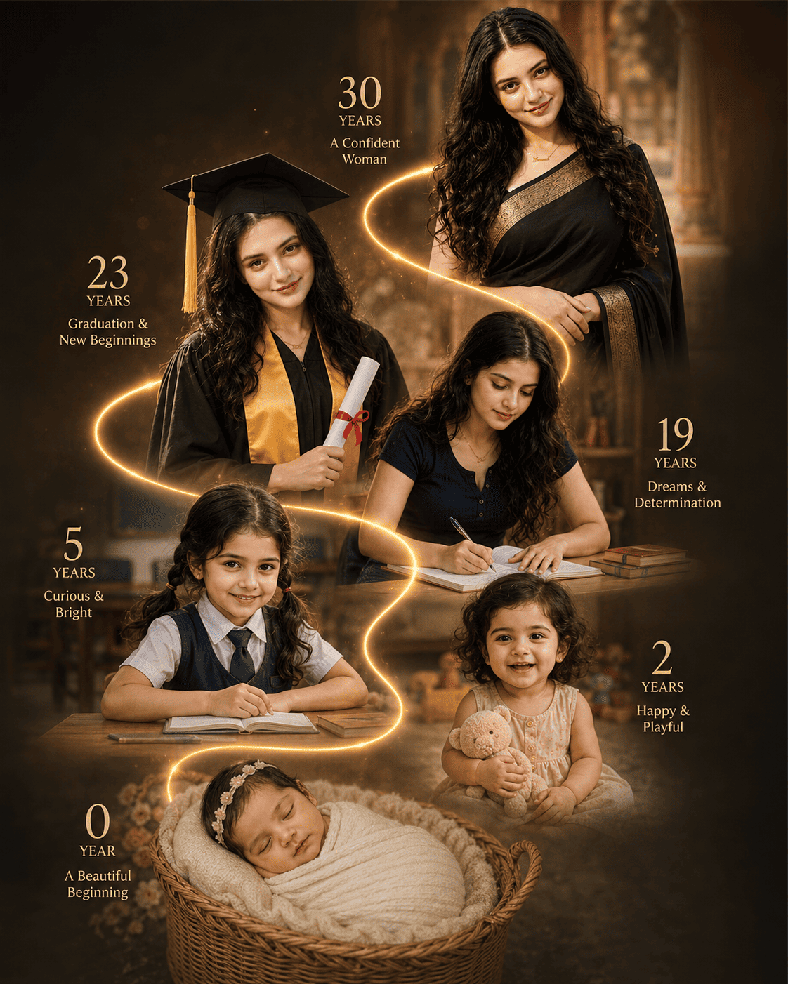AI Age Progression Portrait: Girl’s Life Journey