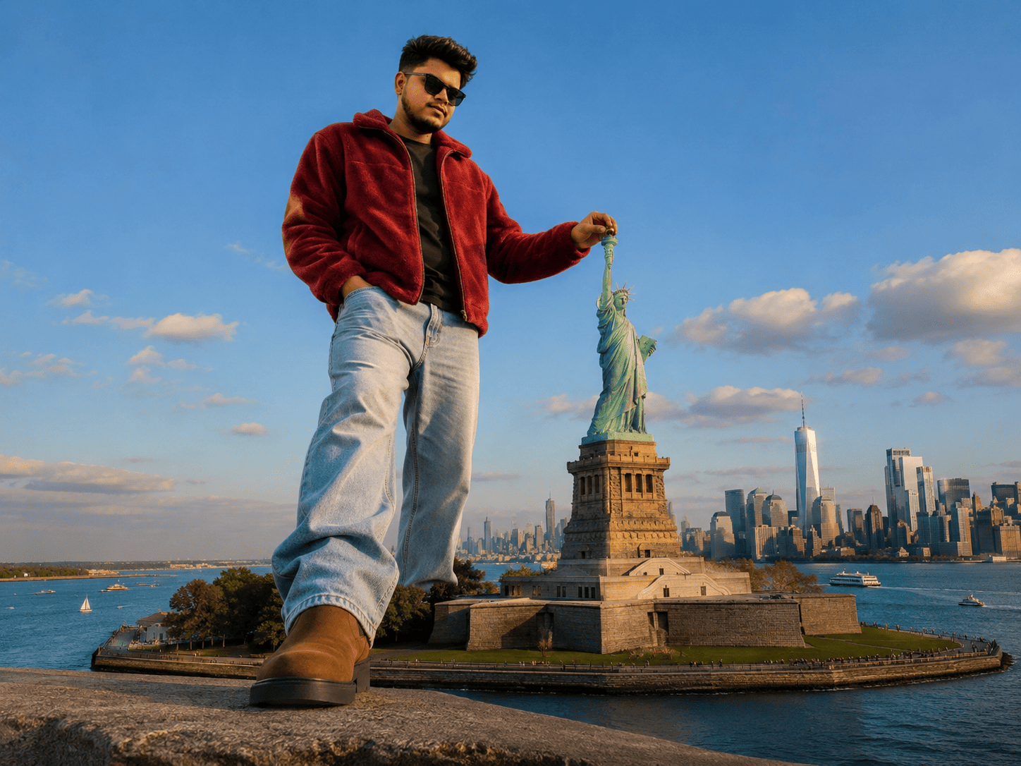 Giant Man Statue of Liberty AI Photo Prompt