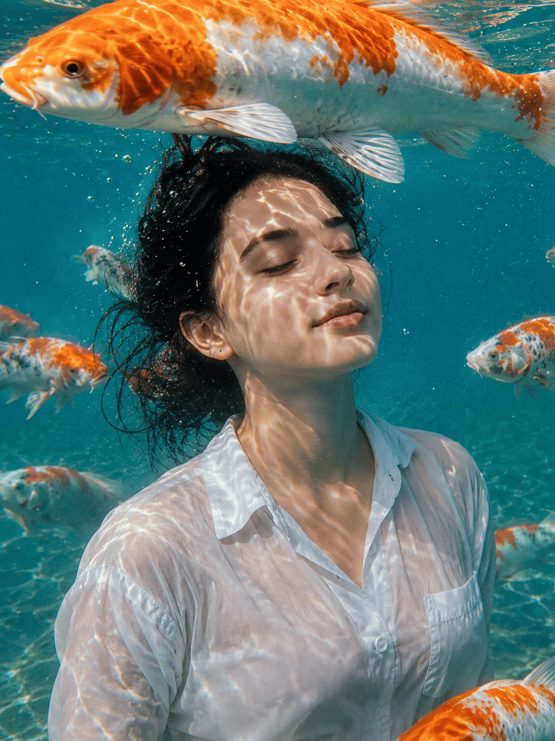 Underwater Koi Fish AI Photo Prompt