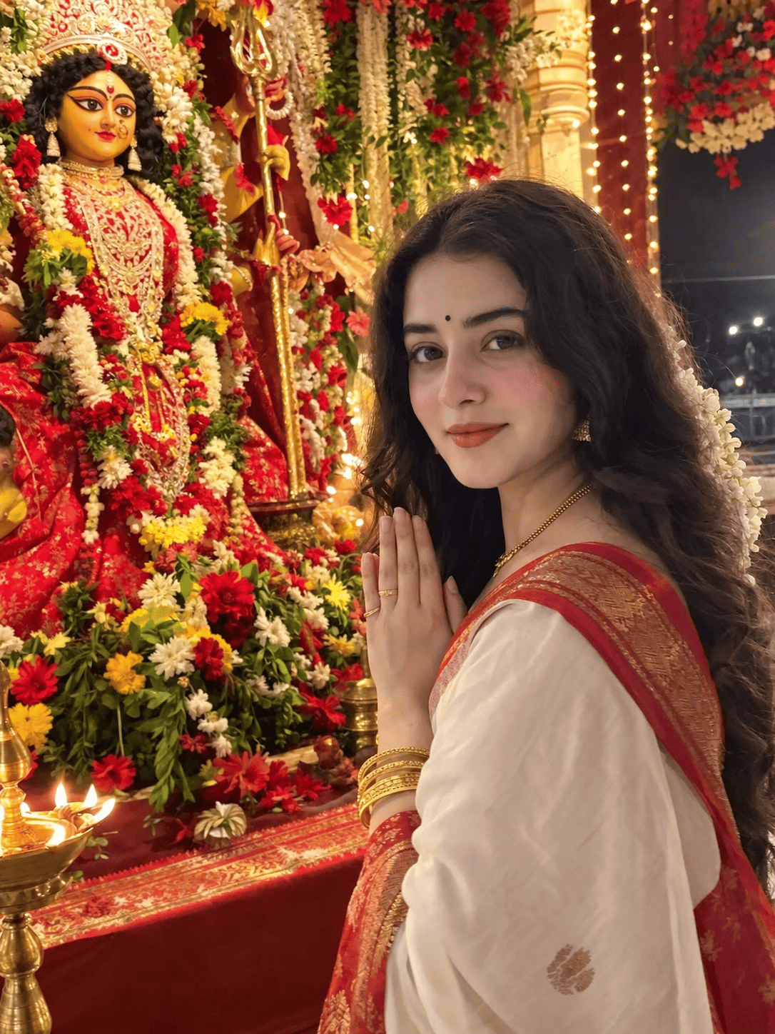 Durga Puja Bengali Saree Girl AI Photo Prompt