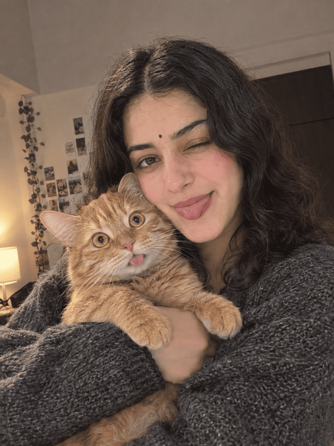 Cute Girl With Orange Cat Selfie Prompt